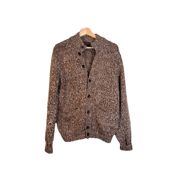 Trevero Cardigan Wool Pockets Shawl Neck Earth Tones Men's Medium Grandpa Cozy - Picture 1 of 12